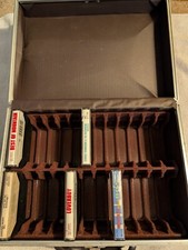 Brown Faux Leather 24 Audio Cassette Carrying Case with Key