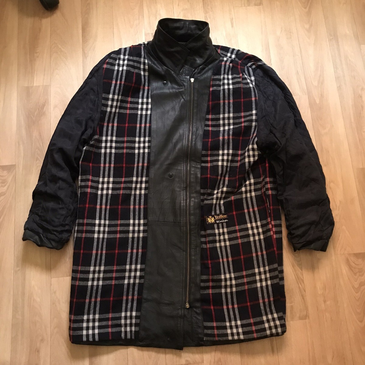 Vintage Burberry Leather JACKET nova check OvERCOAT women's Vintage Burberry Leather JACKET nova check OvERCOAT women's