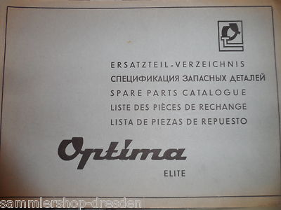 SM168  SCHREIBMASCHINE Ersatzteil- Verzeichnis Optima Elite In deutsch, Französi