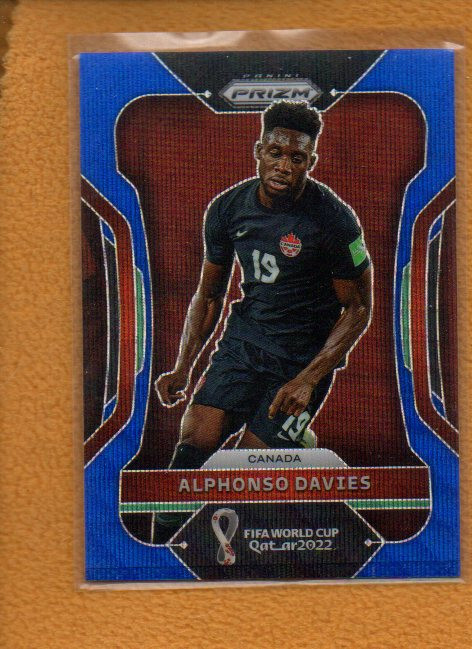 Alphonso Davies 2022 Panini Prizm FIFA World Cup Blue Wave Prizm #46 /199 Canada