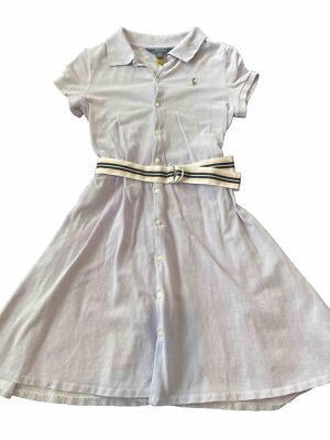 Girls Polo Ralph Lauren Purple Belted Summer Dress Size Large 12/14 | eBay