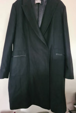 Planet Wool/cashmere Blend 3/4 Length Black Fully Lined Coat Size 16 Ca1070