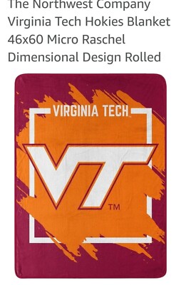 Virginia Tech Super  Plush  Throw 46'' X 60'' (Officially Licensed Product)