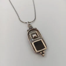 VTG Artisan Necklace 925 Silver Modernist Architectural Geometric Natural Stone