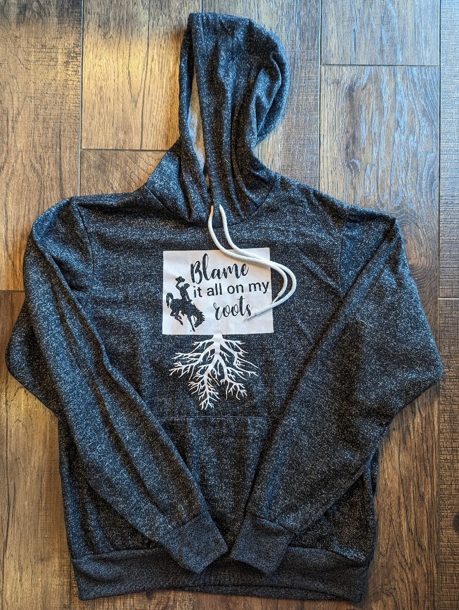 Bella Canvas Sweatshirt Women Med Blame it all on my Roots Logo Graphic Hoodie