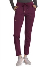 Wine Cherokee Scrubs Statement Mid Rise Straight Leg Drawstring Pant CK055 WIN