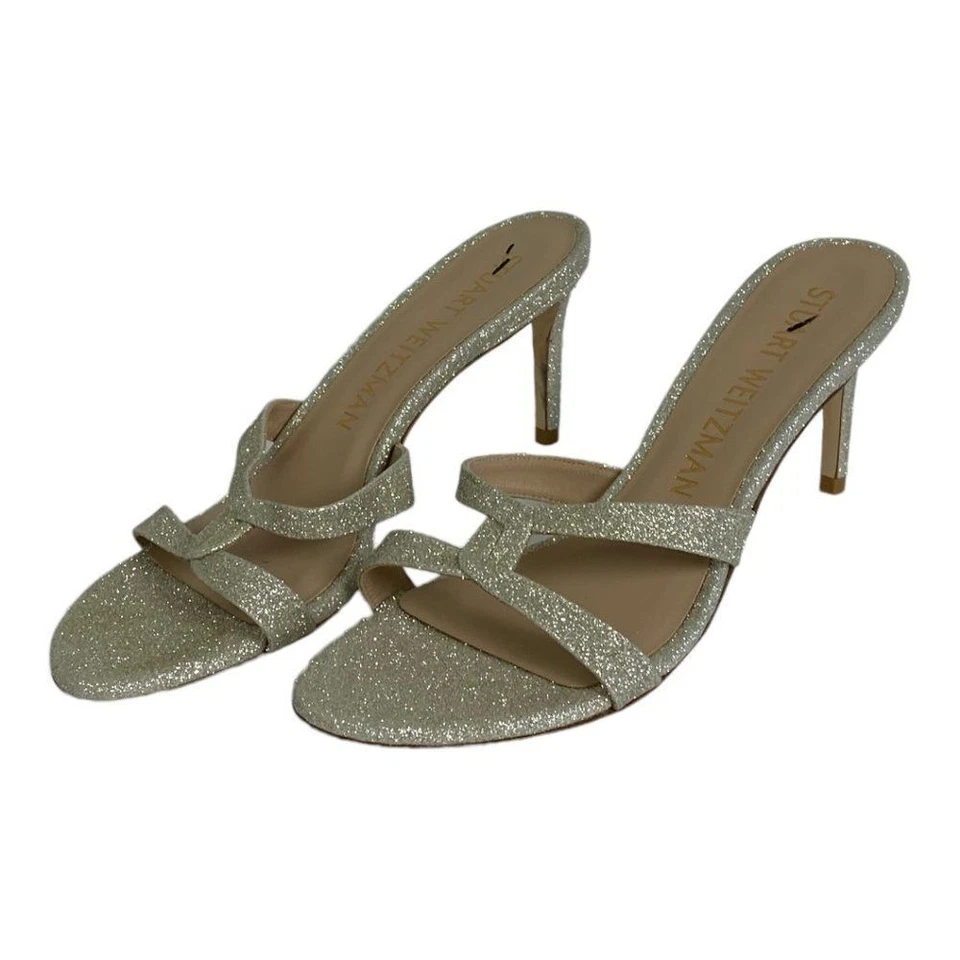 Stuart Weitzman Soiree Sleek 75 Glitter Sandals Size 39 or 8.5 Wedding Heels NEW - Image 4 of 4