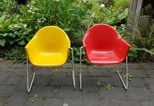 1 sedia a conchiglia ROSSO WALTER PAPST fibra di vetro WILKHAHN SEDIA PER BAMBINI anni 60