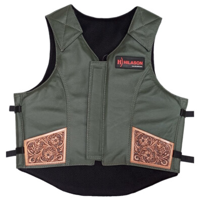 Horse Tack HILASON Leather Bull Riding Vest - Unisex Protective