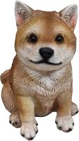 Hunde Figur Dekofigur Shiba Inu Sitzend Tierfigur Hundewelpe Gartenfigur