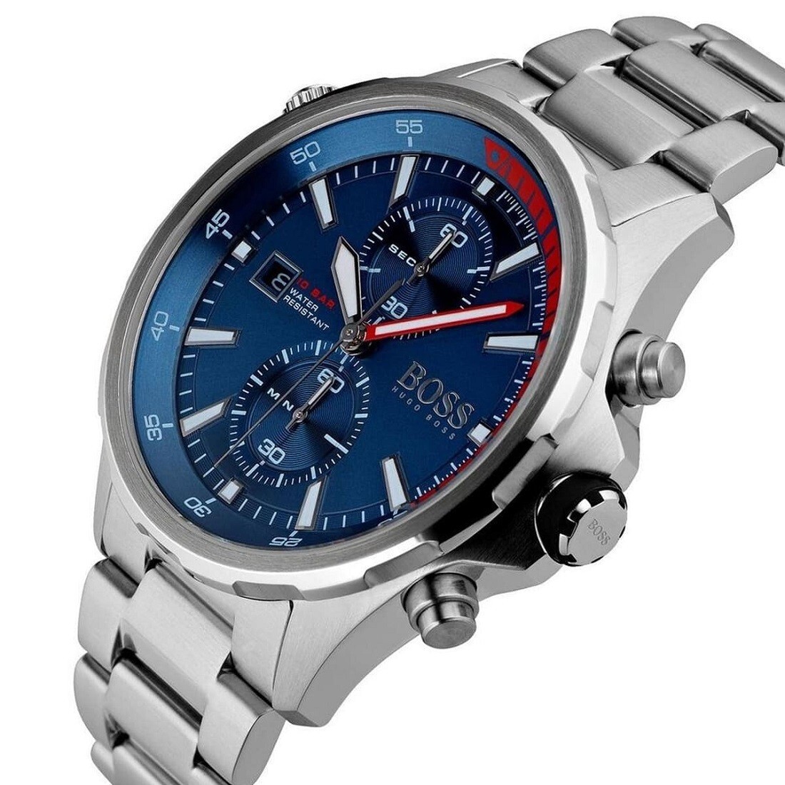 Hugo Boss Globetrotter HB1513823 Chronograph Blue Dial Men’s Watch HUGO BOSS Globetrotter HB1513823 Silver Strap Blue Dial Tone  main image 3