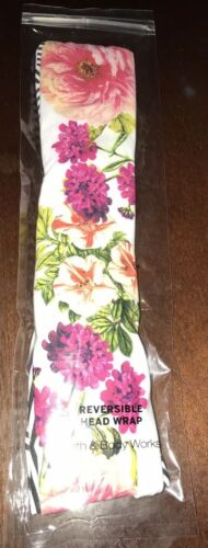 BATH & BODY WORKS REVERSIBLE FLORAL/STRIPED SPA HEAD WRAP HAIR BAND NEW - Picture 1 of 4