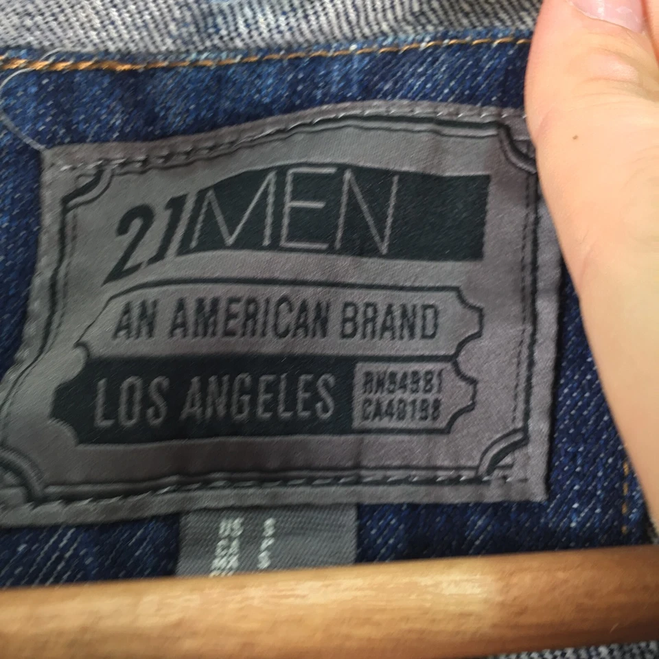 21 Hombre Chaqueta Vaquera S Azul Manga Larga Cuello Algodón 103749 Foto 4 de 4