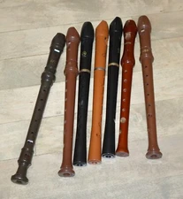 Recorder Instrument LOT | (x7) Vintage Wood Cambridge W. Germany Gia Lyons Aulos