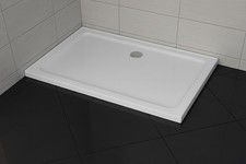 1200 x 700mm Slimline Stone Resin Shower Tray 30mm Rectangle Wet Room free Waste
