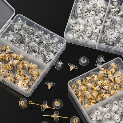 100 Pcs Metal Earring Clutch Jewelry Making Tools Back Stopper Backs with Pad