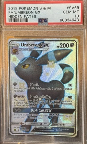 2019 Pokemon Sun & Moon Hidden Fates #SV69 FA Umbreon Gx PSA 10 GEM MINT
