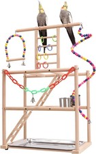 Bird Playground, 3 Level Parrots Playstand Toys, Perch Stand with 3 Ladders Play