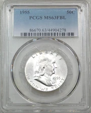1955 P Franklin Half Dollar PCGS MS63FBL Full Bell Lines Frosty Luster #H126B