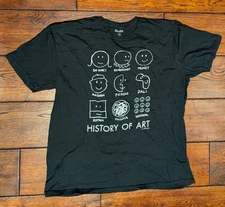 MoMa Men's Black History of Art Tee Donald Seitz Picasso Monet Warhol Size Large