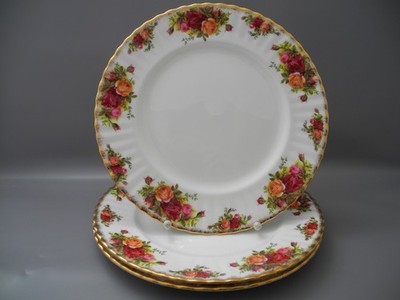 Royal Albert 3 Speiseteller Old Country Roses Essteller Blumendekor England
