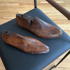 Vintage Wooden  Steel Shoe Cobblers Shoe Mold 2 Different Signed Mans Women  s