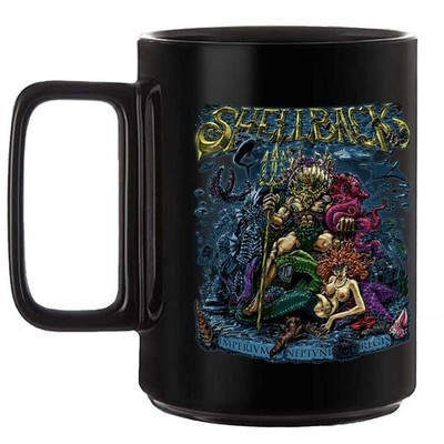 Shellback King Neptune's Court R Version Veteran 15oz Ceramic Black Coffee Mug