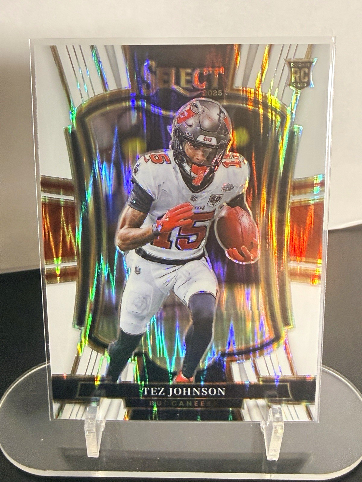 Panini 2025 Select Tez Johnson Premier Level Prizm RC #138 Buccaneers /199