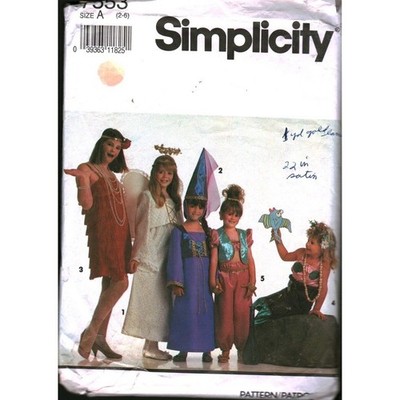 Simplicity 7553 Kids Costume Pattern Flapper Angel Princess Mermaid Harem 2-6