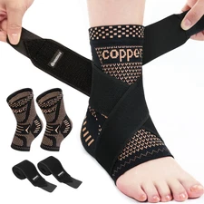 Ankle Brace for Women & Men, Ankle Compression Sleeve Support Copper Infused Ank