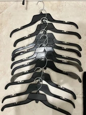 Box of 10 16.5" New Black Plastic Clothes Hangers