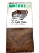 New Recoton Video Deluxe VCR dust Cover w/ See-Thru Front Panel Brown Faux Leath