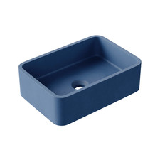 HiB Entero 40cm Rectangular Concrete Vessel Basin Cobalt Blue Matt