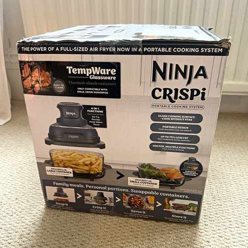 Ninja CRISPi Portable Air Fryer 1700W Black Glass Containers 4 Programs
