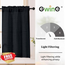Gwine Black Kitchen Curtains 30"L x 30"W Cafe Rod Pocket 2 Panels