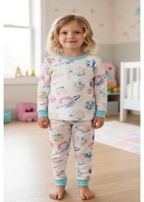 Burt's Bees Galaxy Pajamas Girls 2 Piece Set 100 Organic Cotton PJS Size 10
