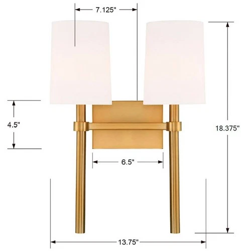 Crystorama Bromley 18 1/4"H Vibrant Gold 2-Light Wall Sconce - Picture 6 of 6