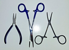 Lot de 3 pièces de pêche - pince à nez plat, coupe-ligne combo hameçon détachant, hameçon noir re