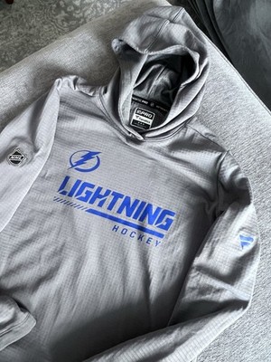 Fanatics NHL Authentic Pro Hoodie Sz M Gray Lightning Hockey Fleece Lined RARE