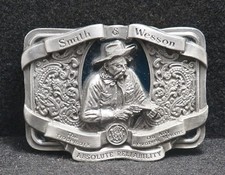 WA03133 NOS VINTAGE 1989 SMITH  WESSON ABSOLUTE RELIABILITY COWBOY BUCKLE