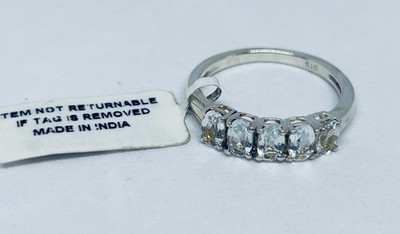 STS Juwelier 925 Silber Ring 5 hellblau ovale Edelsteine Bandstil Größe 6,75