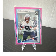 2025 Panini Donruss Optic Will Campbell #345 Patriots Rated Rookie Pink Prizm