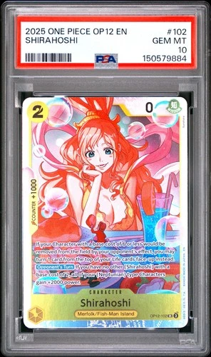 2025 ONE PIECE OP12-LEGACY OF THE MASTER #102 SHIRAHOSHI PSA 10