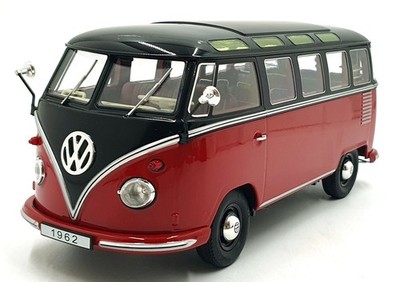 KK Scale 1/18 Scale KKDC180153 - 1962 Volkswagen T1 B Samba - rot/schwarz