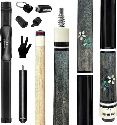 58'' Canadian Maple Pool Cue 13mm Tip 21oz w Leather Case for Adults Pro Player