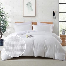 Waffle Weave Duvet Cover Queen Size, 3PCS Microfiber Duvet Cover with 2 Pillo...