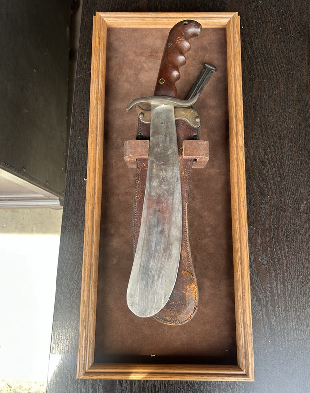 (US Bolo Machete 1904)Full Tang Steel Blade Wood Handle w/ Leather Sheath 1914