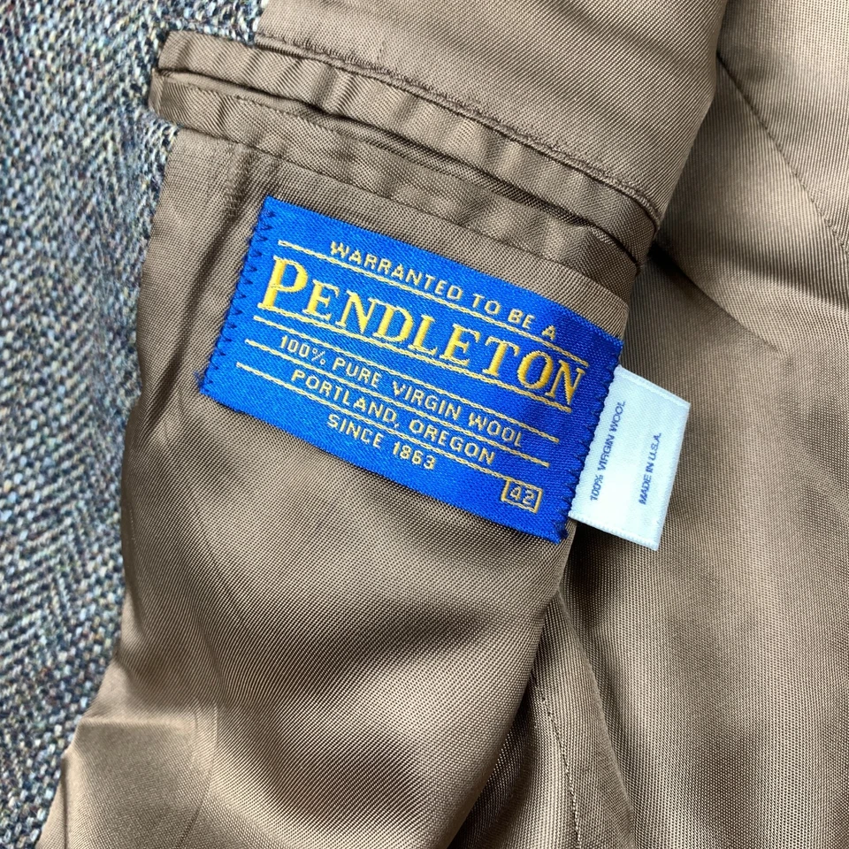 Pendleton Notch Lapel Blazer Suit Jacket Men's Size 42 Multicolor Long Sleeve - Image 3 of 4
