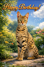 Savannah Cat Birthday Card A5 - Exotic Savannah Cat - Gift For Cat Lover