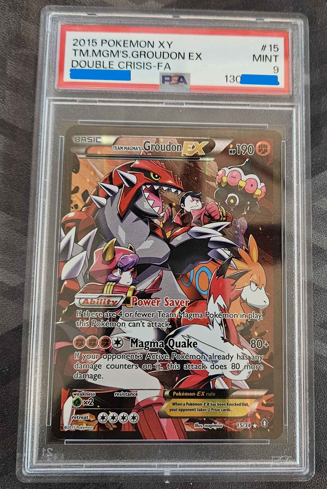Team Magma's Groudon EX 15/34 Double Crisis PSA 9 NEW CERT [US Seller]